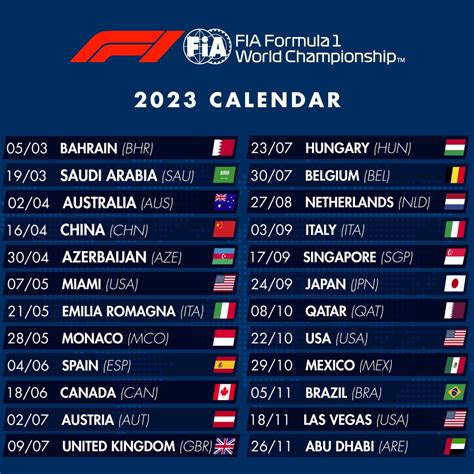 fórmula 1 calendário 2023.